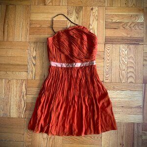 (NEW) Club Monaco Orange one-strap Pleated Dress